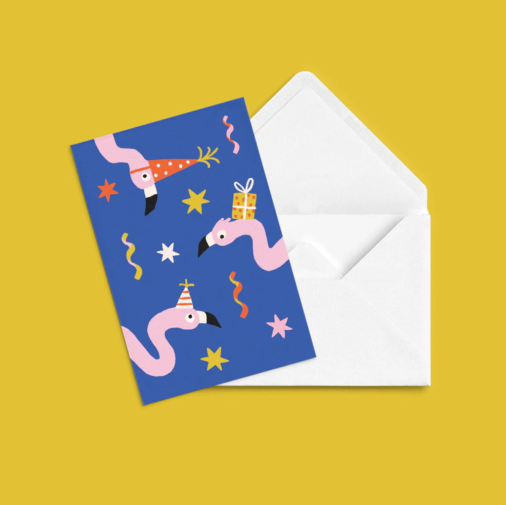 Carte de souhaits - Flamants festifs