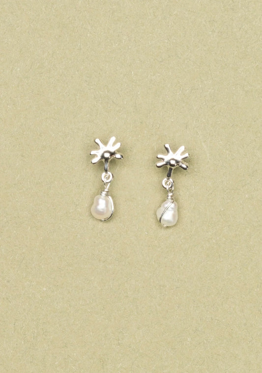 Boucles Marguerite perlée argent