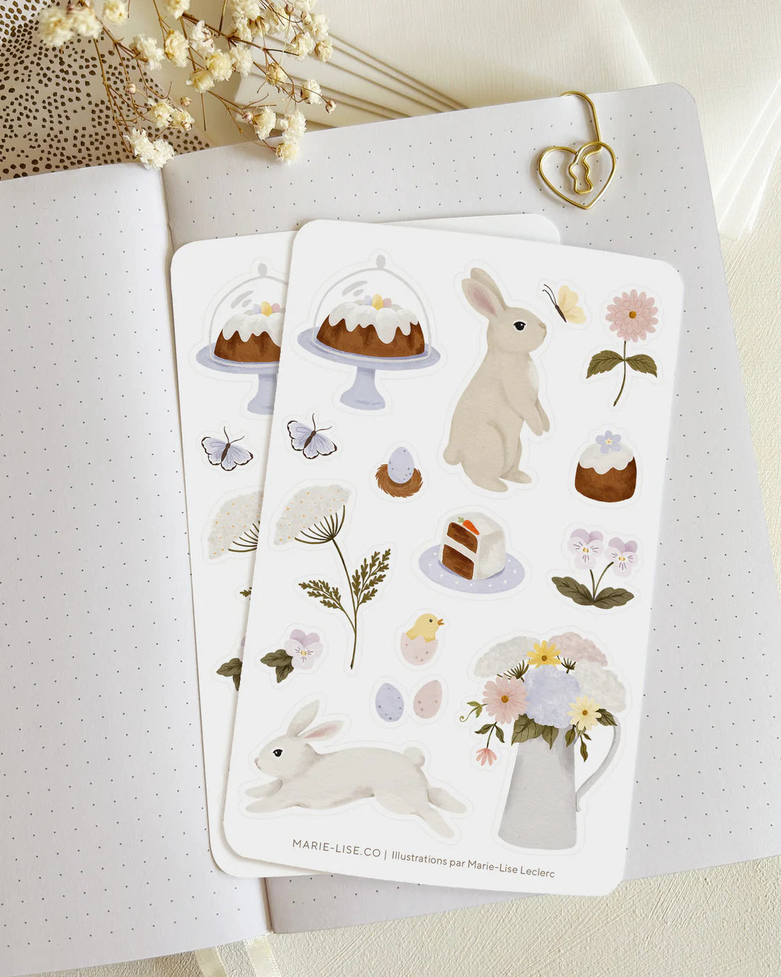 Feuille d'autocollants - Lapin de Pâques