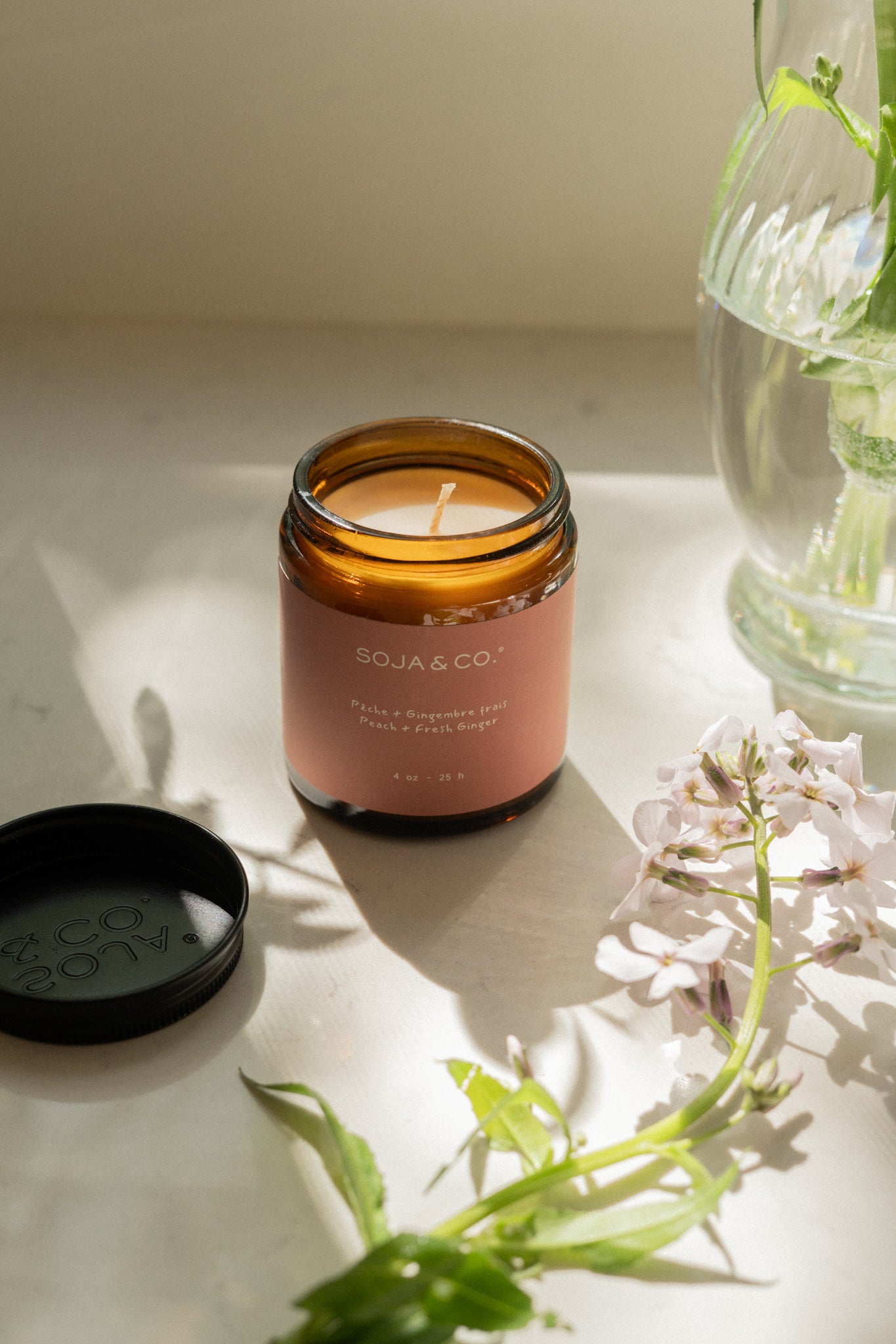 Bougie | Pêche + gingembre frais