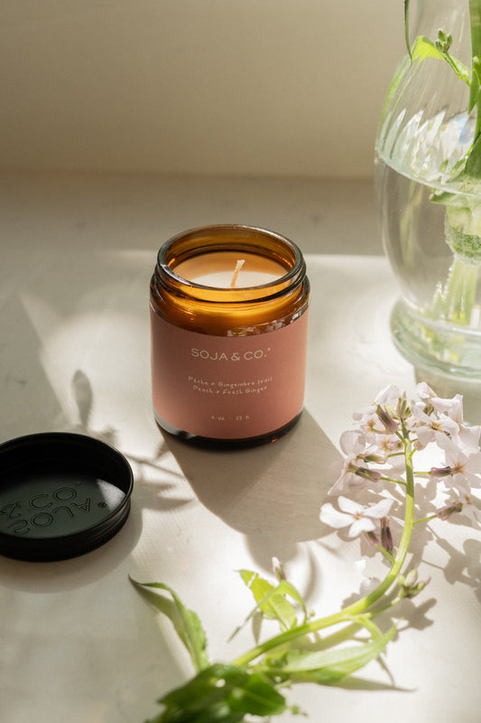 Bougie | Pêche + gingembre frais