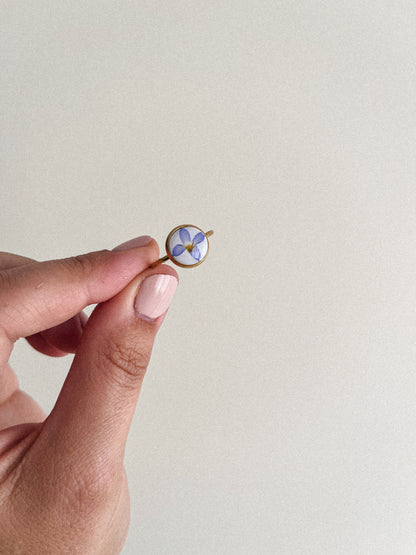 Bague florale - Argile blanche