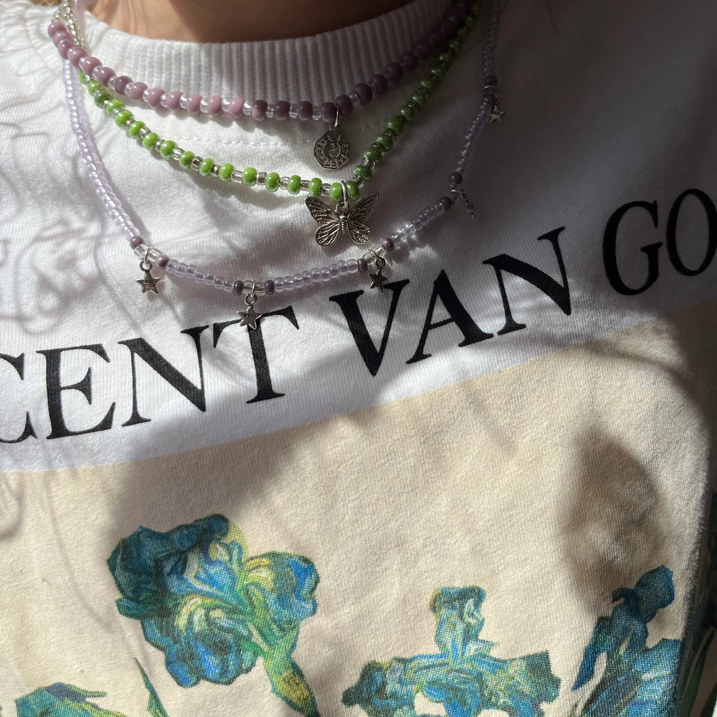 Collier papillon vert et silver