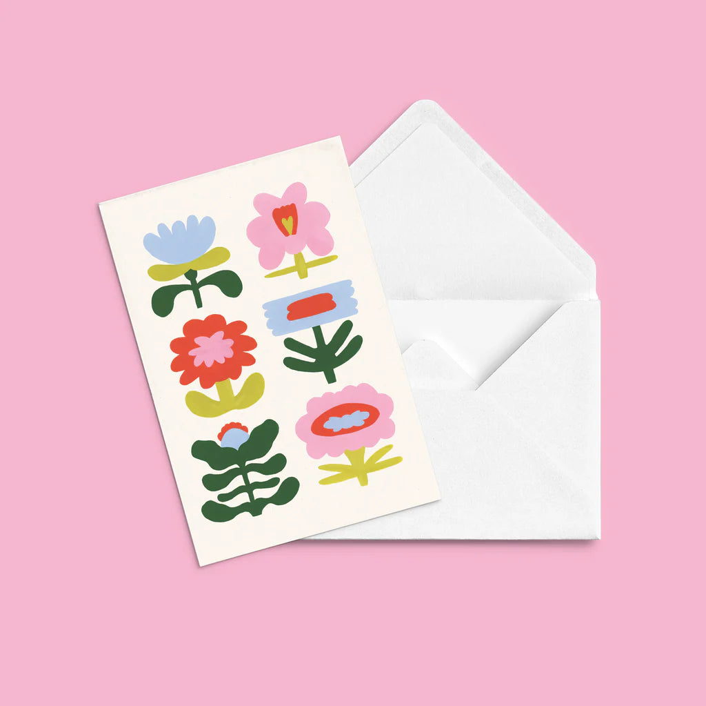 Carte de souhaits - Fleurs rétros