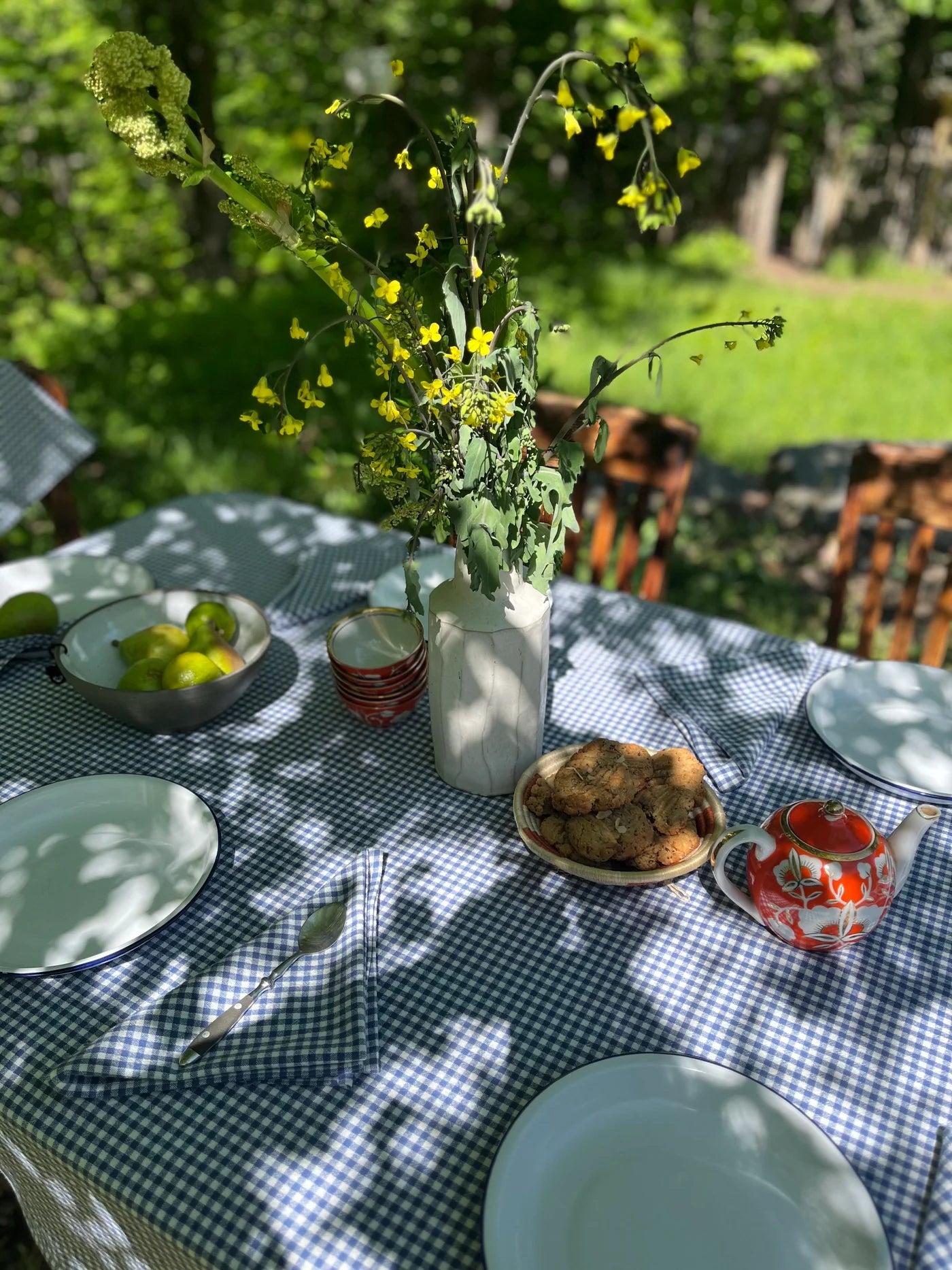 Serviettes de table en coton bio - Vichy coloré