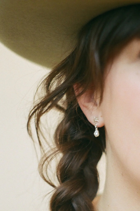 Boucles Marguerite perlée argent