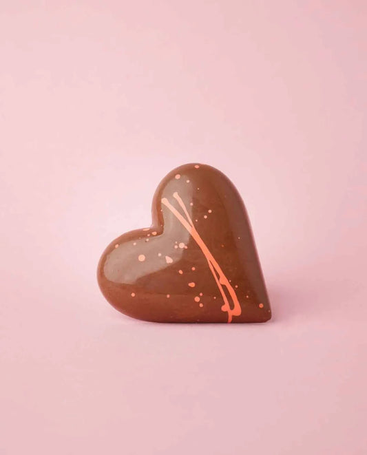 Coeur au chocolat garnis - Framboise et ganache à la rose