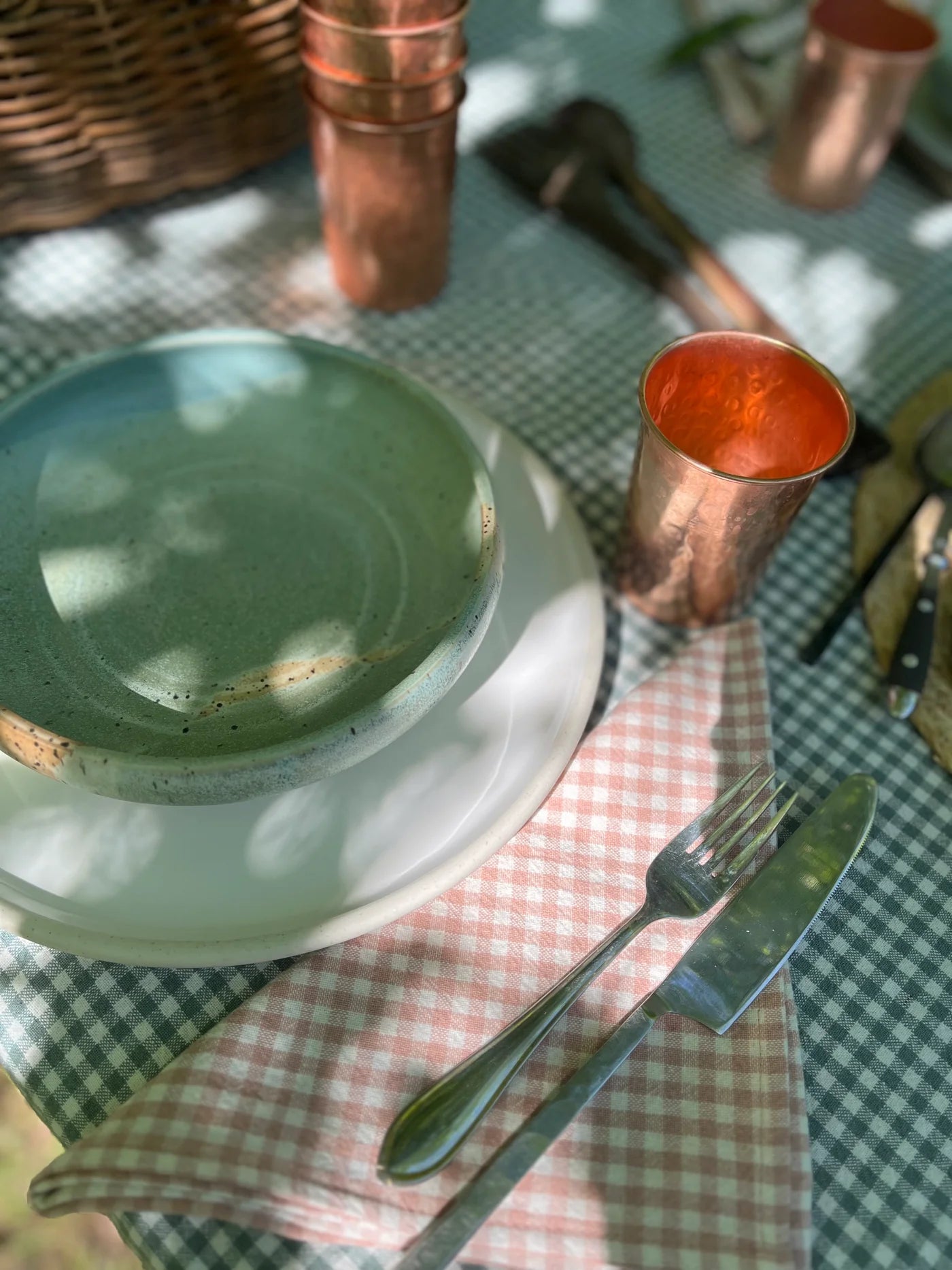 Serviettes de table en coton bio - Vichy coloré
